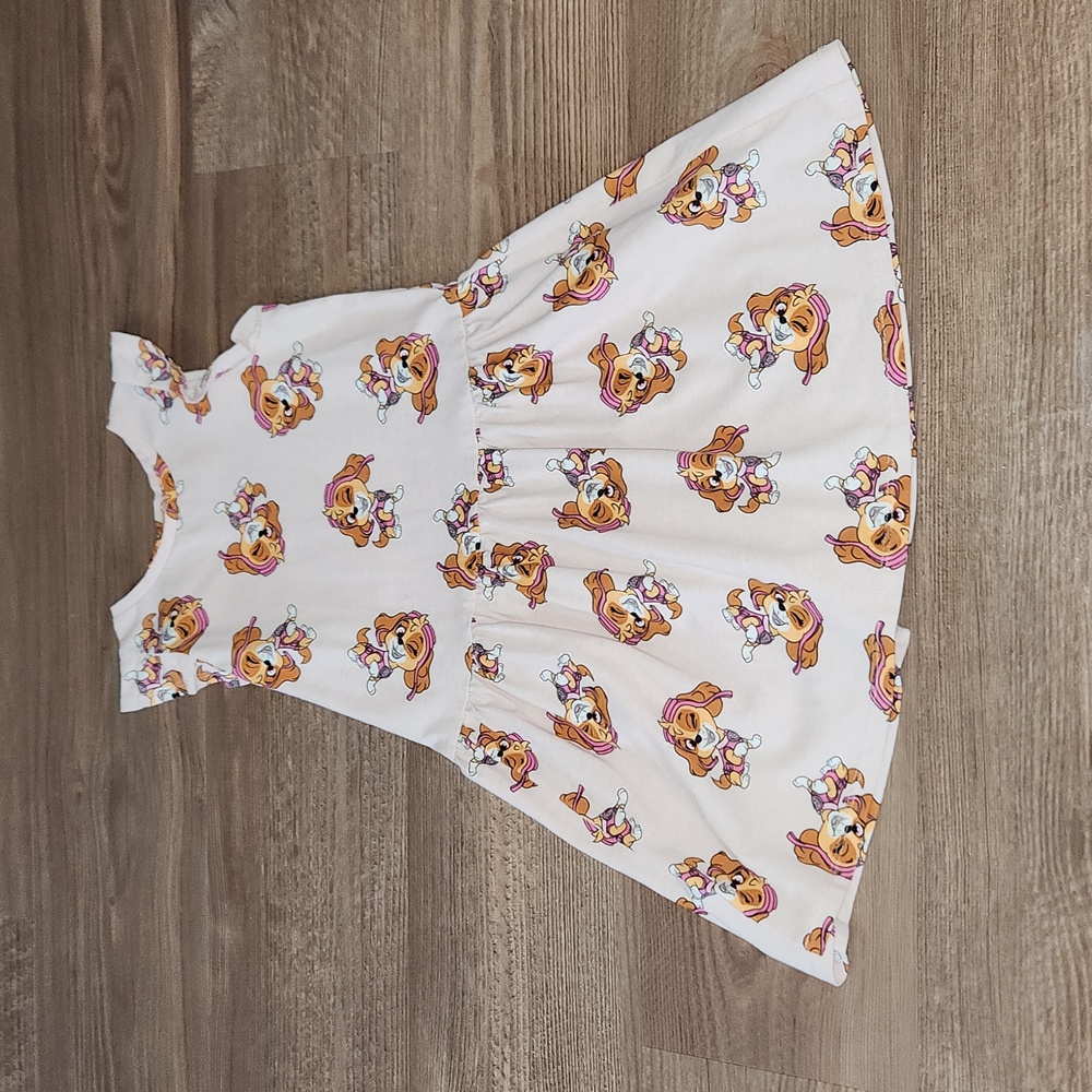 H&M White Dress with Orange and Pink Puppy Print
